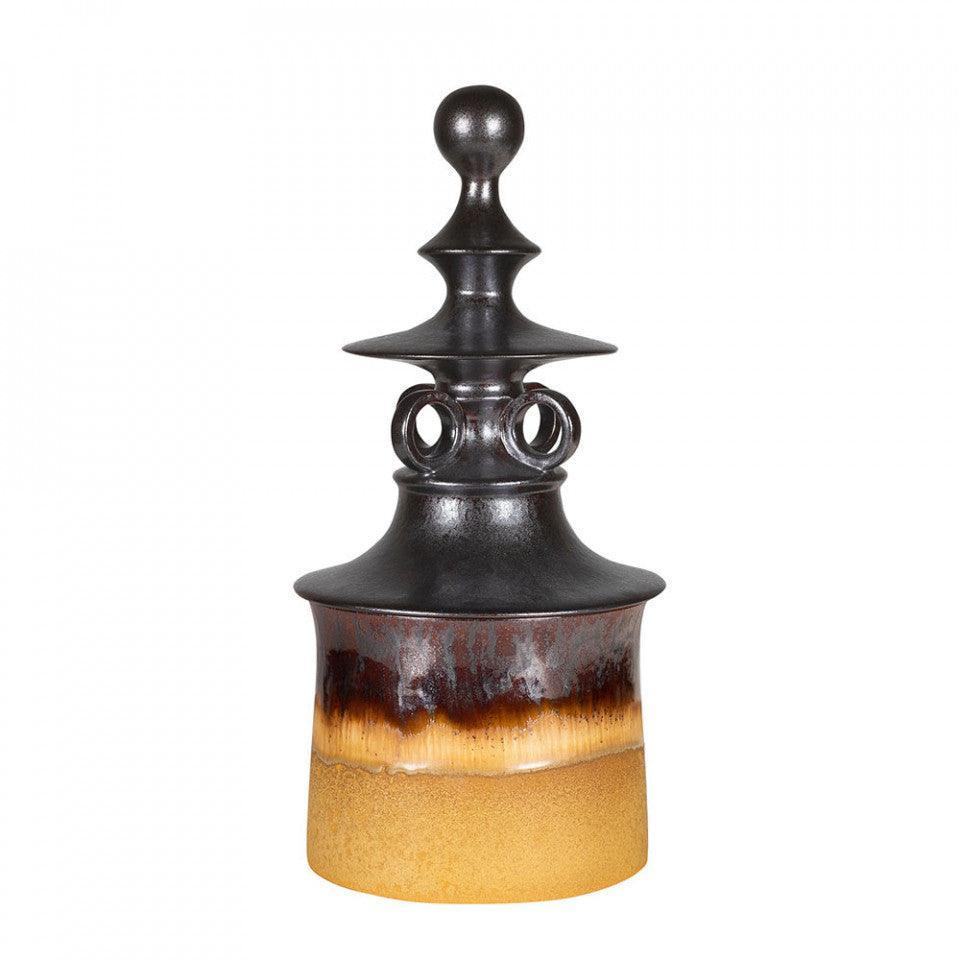 Decoratiune maro bronz/galbena din ceramica 36 cm Datoga Jar Versmissen - PARIS14A.RO