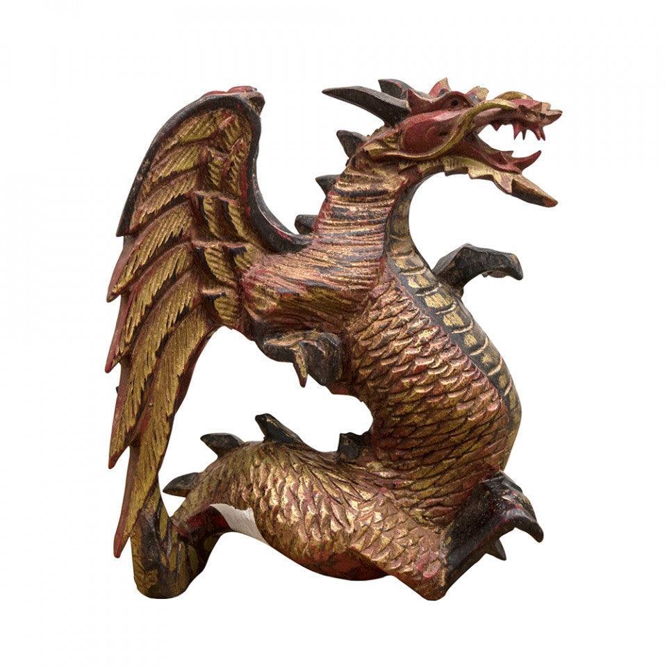 Decoratiune rosie/aurie din lemn 21 cm Dragon Versmissen - PARIS14A.RO