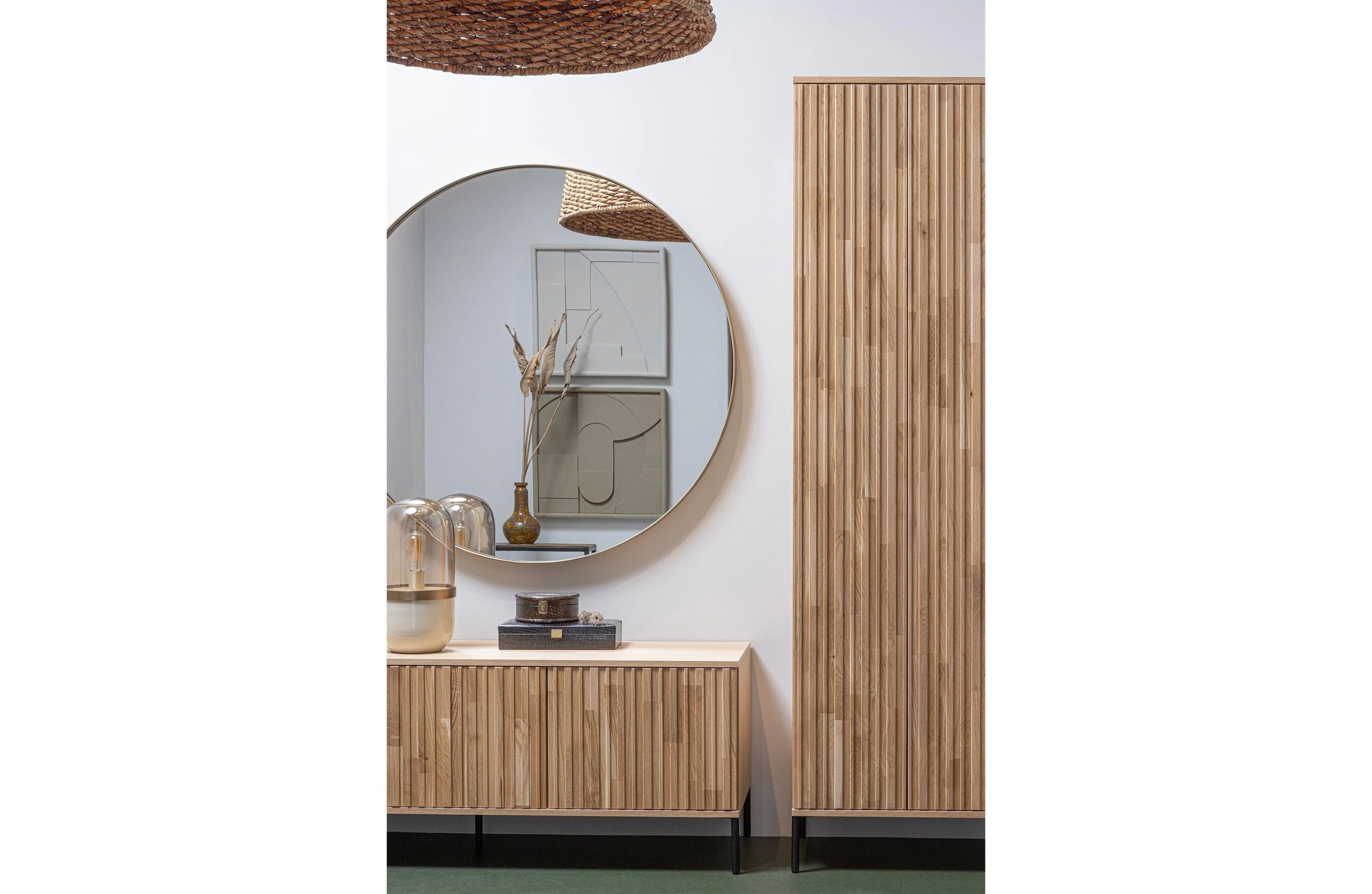 Doutzen oglinda rotunda auriu metalic Ø115cm - PARIS14A.RO