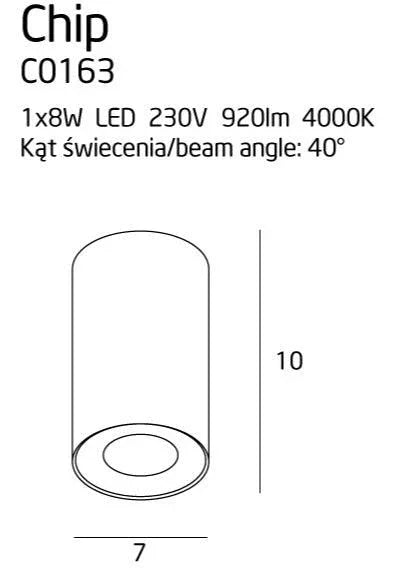 Downlight CHIP Negru 4000K 8W MAXLIGHT C0163 - PARIS14A.RO