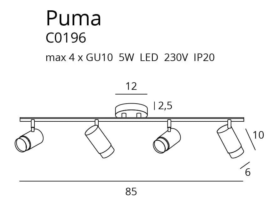 Downlight PUMA 4 GU10 MAXLIGHT C0196 - PARIS14A.RO