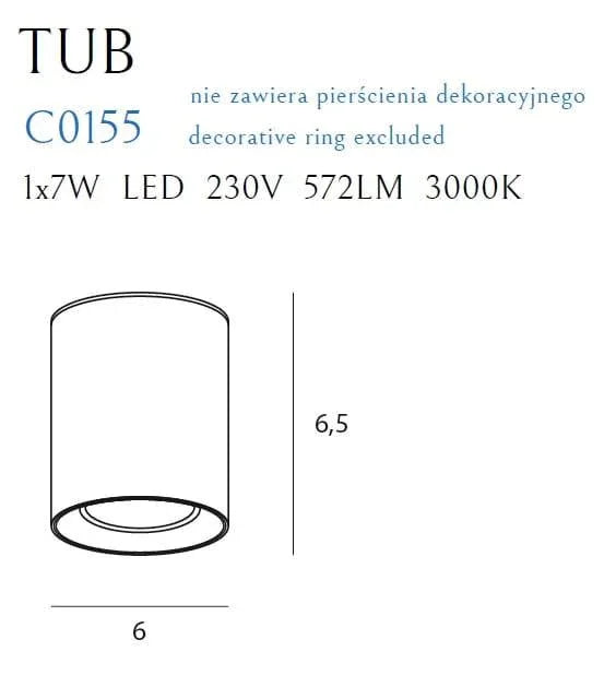 Downlight TUB Alb + INEL DECORATIV Alb RC0155/C0156 MAXLIGHT C0155 - PARIS14A.RO