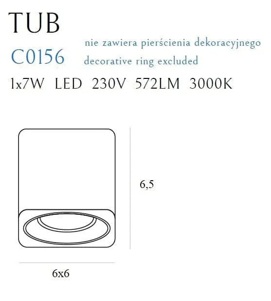 Downlight TUB PATRAT MAXLIGHT C0156 - PARIS14A.RO