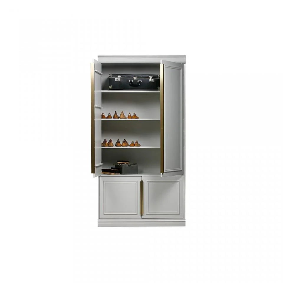 Dulap alb cu 2 usi din lemn si alama 215x110x44 cm Organize - PARIS14A.RO