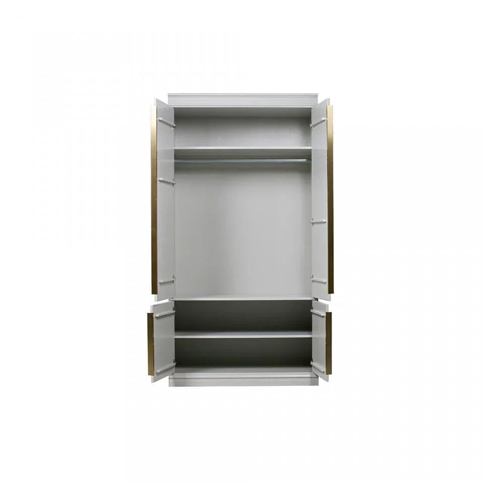 Dulap gri deschis cu 2 usi din lemn si alama 215x110x62 cm Organize - PARIS14A.RO