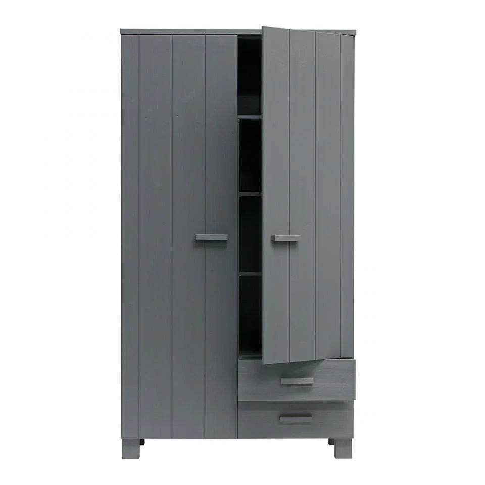 Dulap gri inchis din lemn de pin 202 cm Dennis Steel Grey - PARIS14A.RO