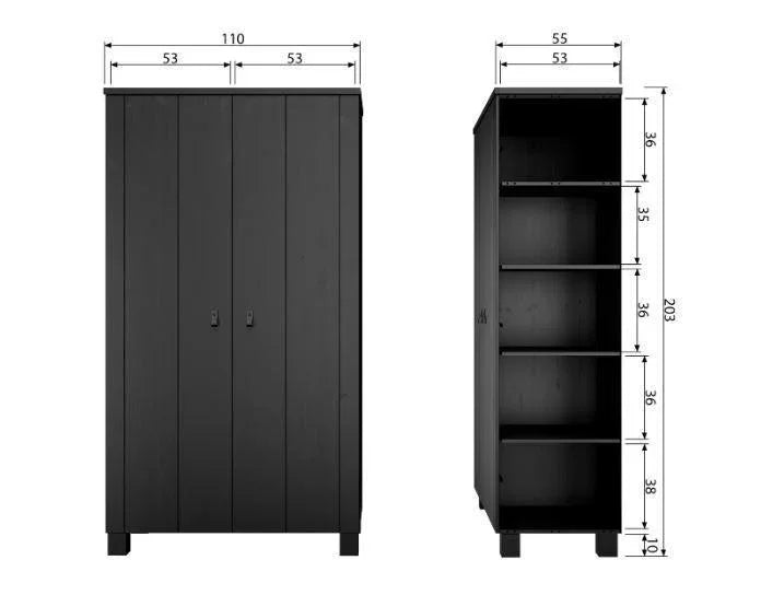 Dulap negru din lemn de pin 202 cm Ties Black - PARIS14A.RO