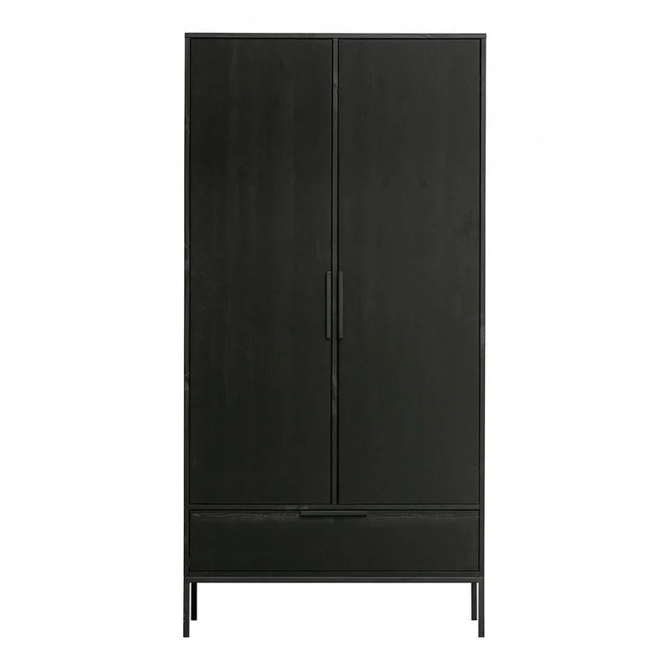 Dulap negru din lemn si metal 190 cm Adam - PARIS14A.RO