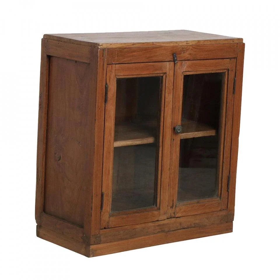 Dulapior maro din lemn de tec si sticla Silsand Raw Materials - PARIS14A.RO