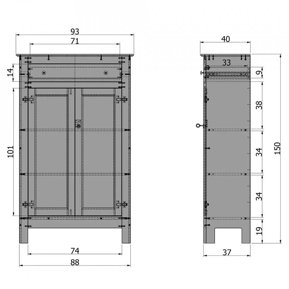 Dulapior negru din lemn de pin Eva - PARIS14A.RO