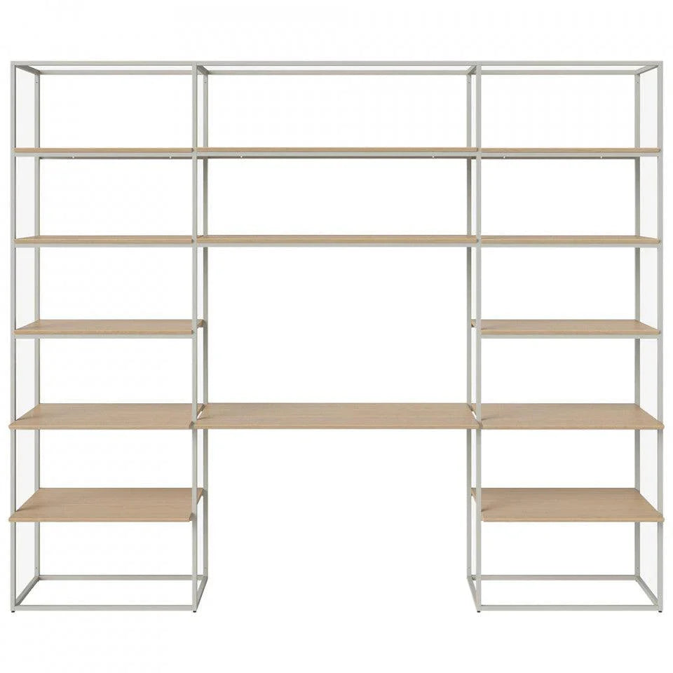 Etajera cu birou gri din lemn si otel 236 cm Neutra Bolia - PARIS14A.RO