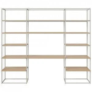 Etajera cu birou gri din lemn si otel 236 cm Neutra Bolia - PARIS14A.RO