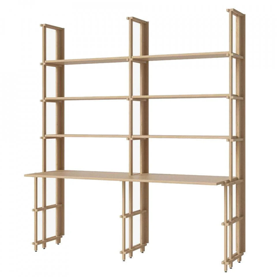 Etajera cu birou maro din lemn de stejar 210 cm Friedman Bolia - PARIS14A.RO