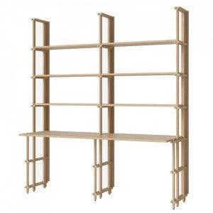 Etajera cu birou maro din lemn de stejar 210 cm Friedman Bolia - PARIS14A.RO