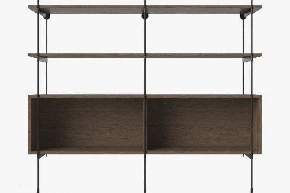 Etajera de perete maro inchis/neagra din lemn si otel 130 cm Rod Large Bolia - PARIS14A.RO