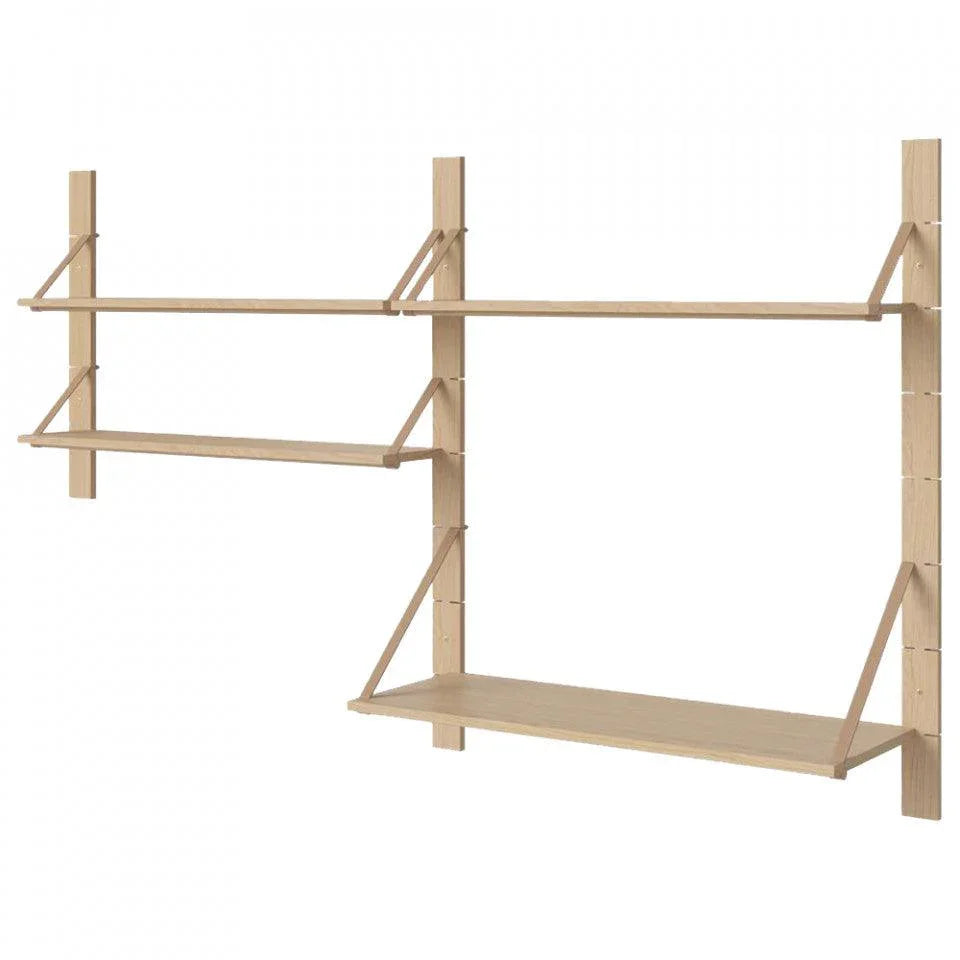 Etajera de perete maro stejar din lemn si piele 98 cm Kombination Bolia - PARIS14A.RO