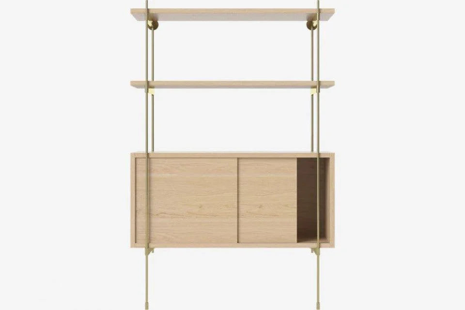 Etajera de perete maro stejar/aurie din lemn si otel 130 cm Rod Bolia - PARIS14A.RO