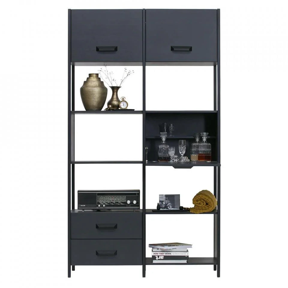 Etajera neagra din fier si lemn 220 cm Legacy - PARIS14A.RO