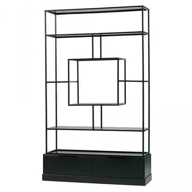 Etajera neagra din metal si lemn 204 cm Fons - PARIS14A.RO