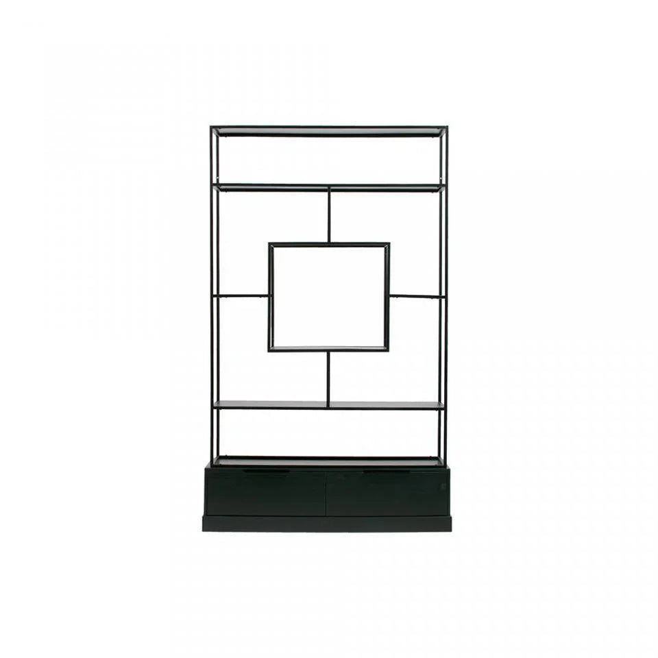 Etajera neagra din metal si lemn 204 cm Fons - PARIS14A.RO