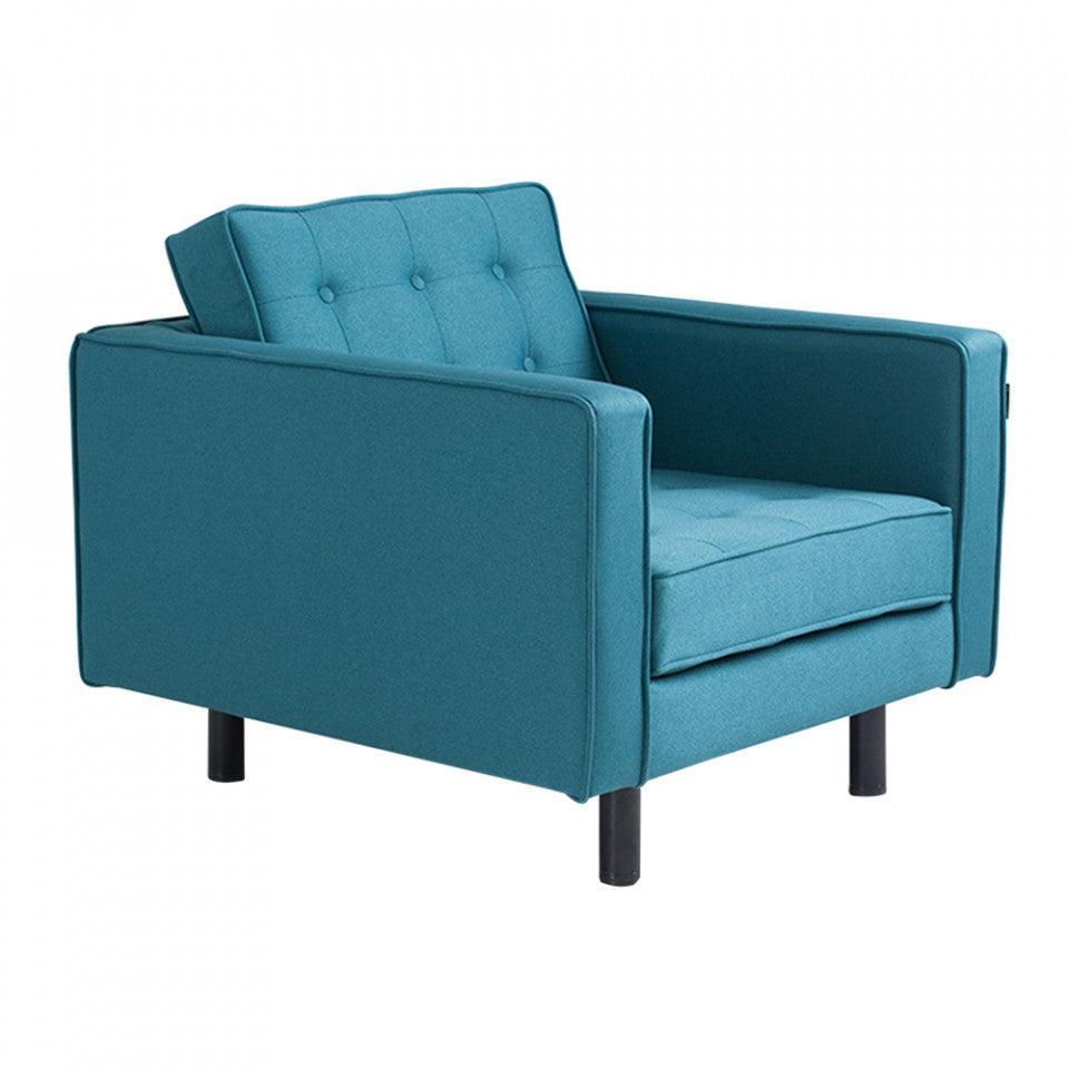 Fotoliu albastru deschis din textil si lemn Topic Custom Form - PARIS14A.RO