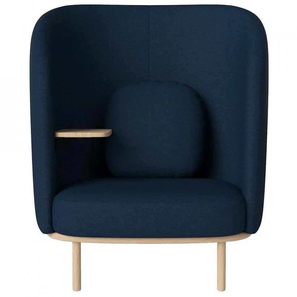 Fotoliu albastru din bumbac reciclat si lemn Fuuga Nesting Left Sira Bolia - PARIS14A.RO