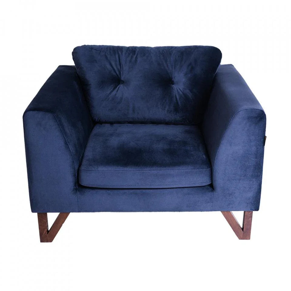 Fotoliu albastru din bumbac si lemn Willy Custom Form - PARIS14A.RO