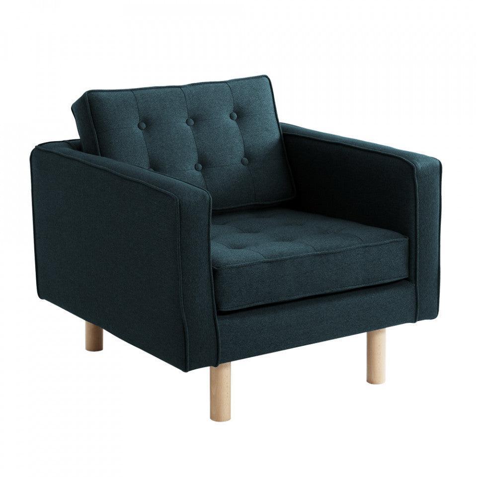 Fotoliu albastru din poliester si lemn Deep Sea Topic Wood Custom Form - PARIS14A.RO