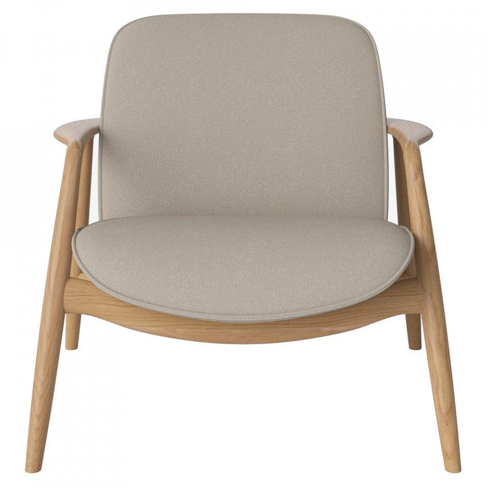 Fotoliu bej nisipiu din polietilena reciclata si lemn de stejar Bowie Bolia - PARIS14A.RO