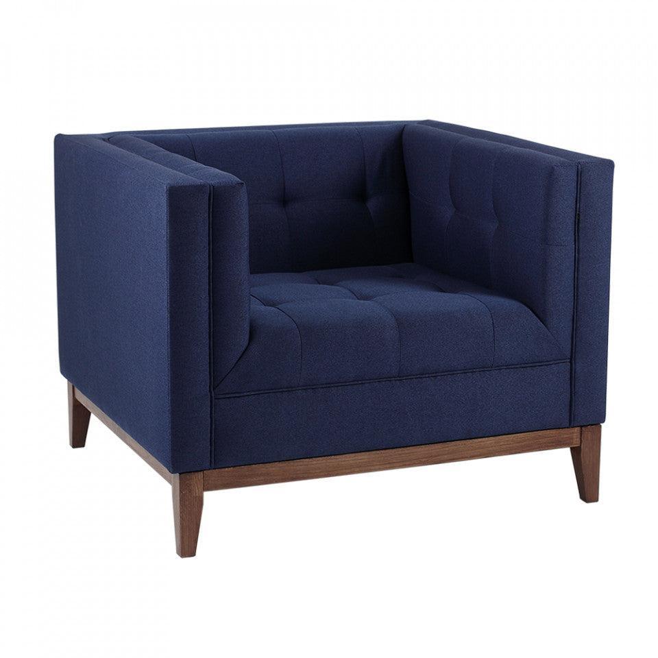 Fotoliu bleumarin din textil si lemn Tom Custom Form - PARIS14A.RO