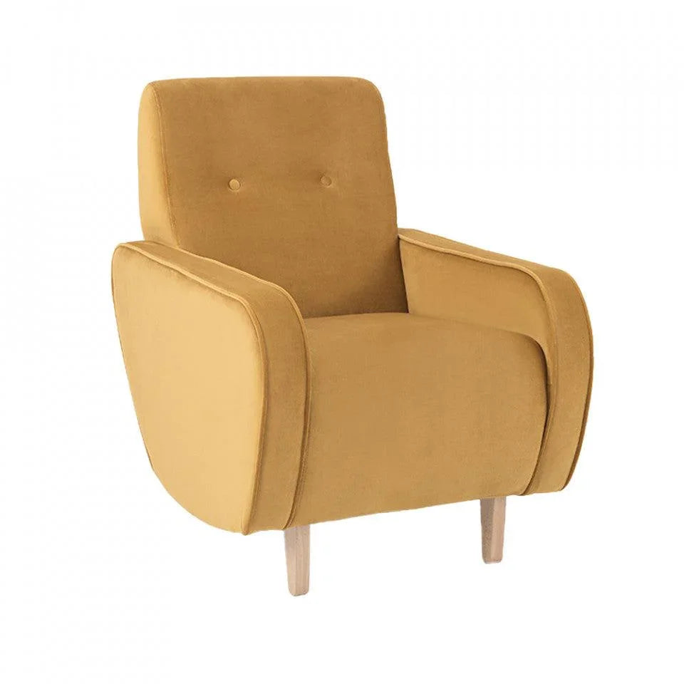 Fotoliu galben din bumbac si lemn Panda Custom Form - PARIS14A.RO