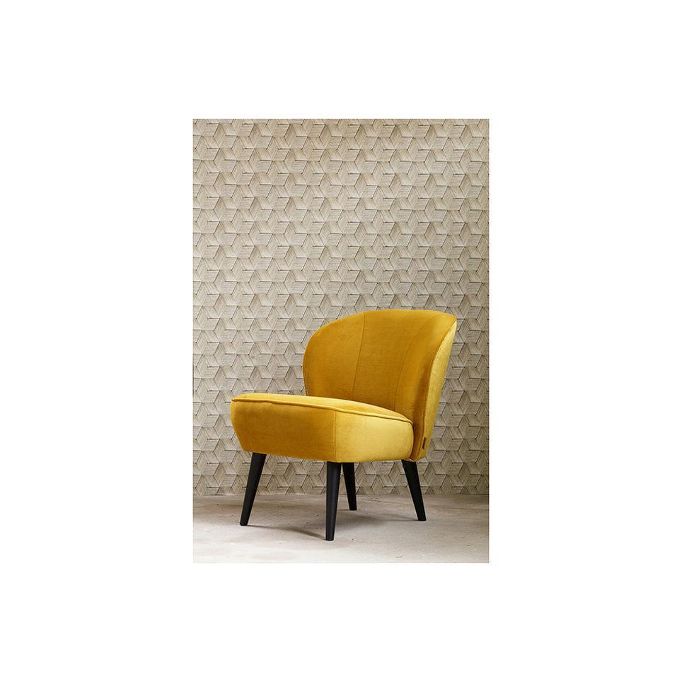 Fotoliu galben din catifea Sara Ochre - PARIS14A.RO