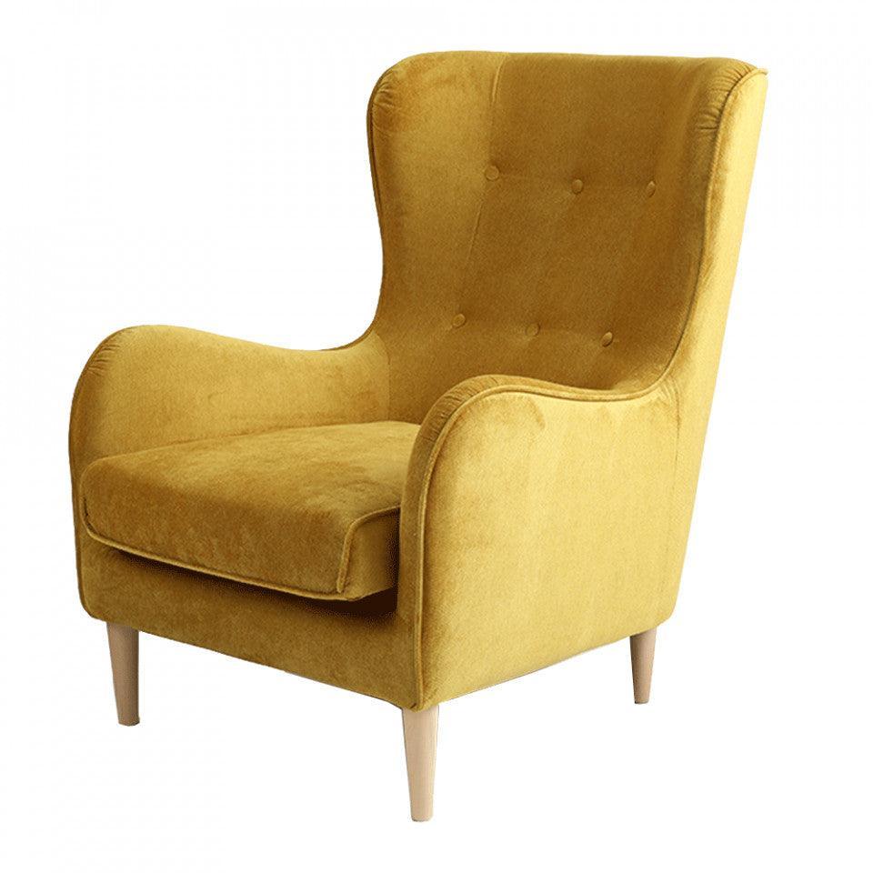 Fotoliu galben din textil si lemn Cozyboy Custom Form - PARIS14A.RO