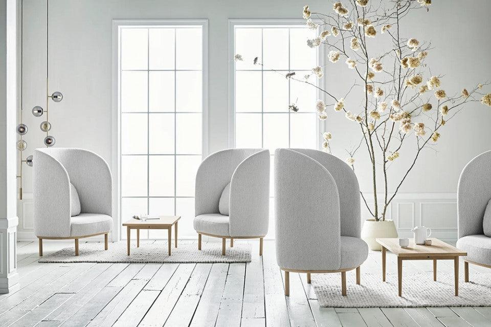 Fotoliu gri deschis din poliester si lemn Fuuga Nesting Bolia - PARIS14A.RO