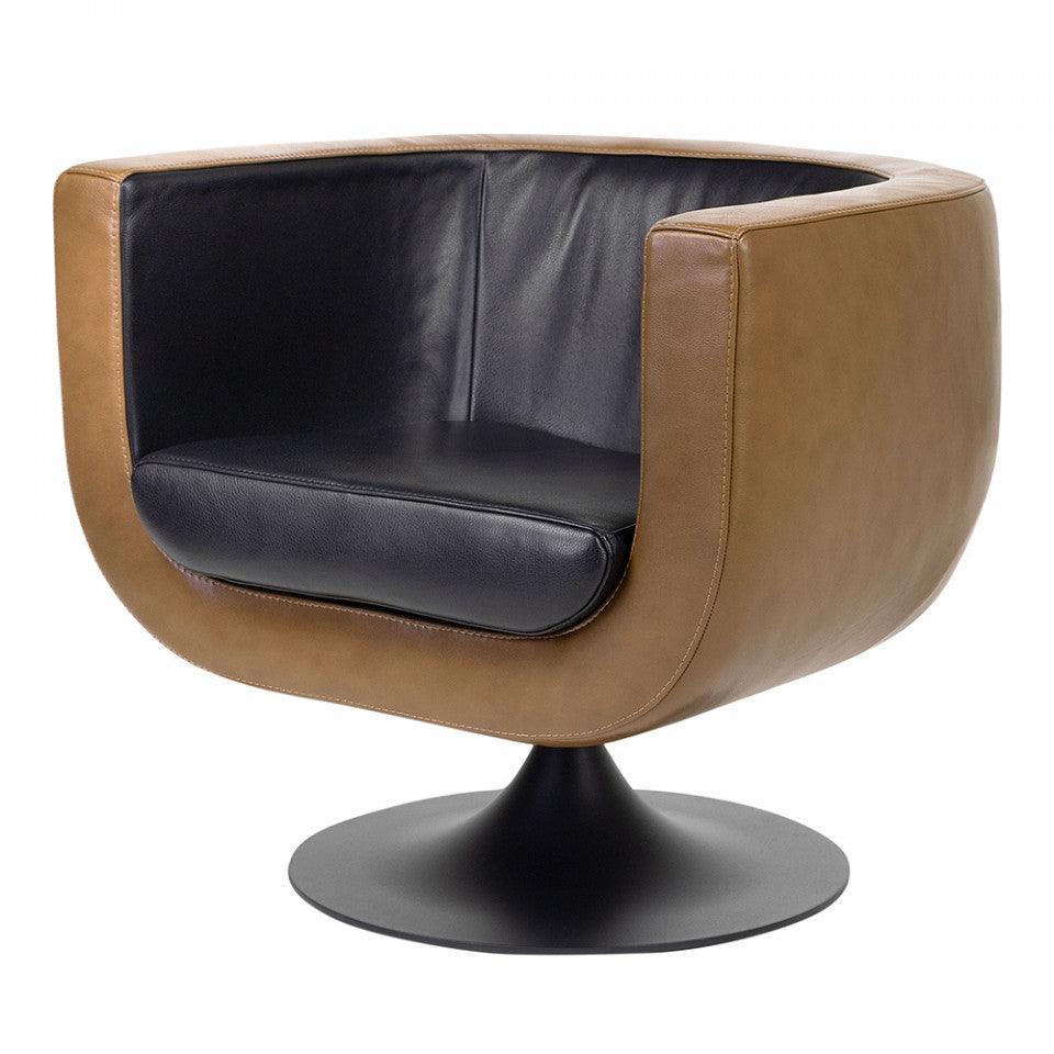 Fotoliu maro scortisoara/negru din piele si otel Sketch Versmissen - PARIS14A.RO