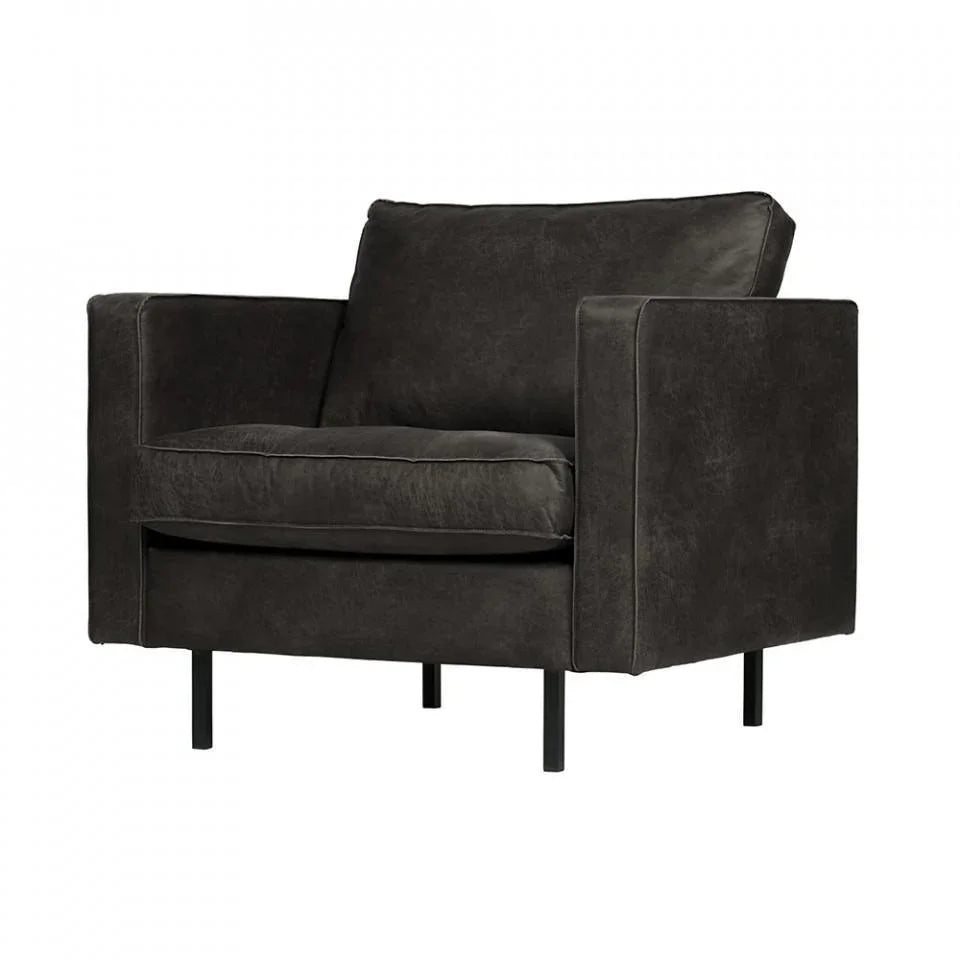 Fotoliu negru din piele Rodeo Classic Black - PARIS14A.RO