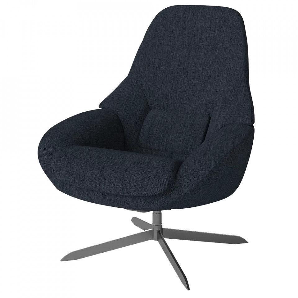 Fotoliu rotativ albastru inchis din lana si otel Saga Laine Bolia - PARIS14A.RO