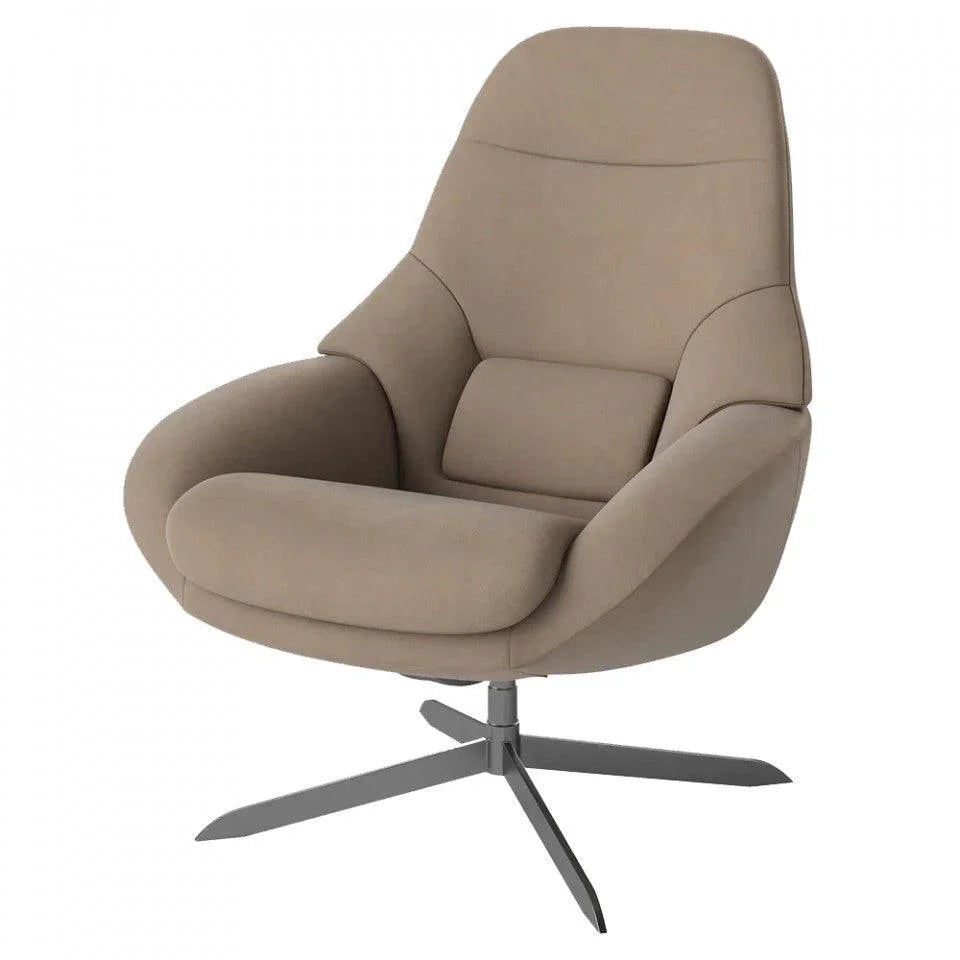 Fotoliu rotativ bej din bumbac si otel Saga Ritz Bolia - PARIS14A.RO