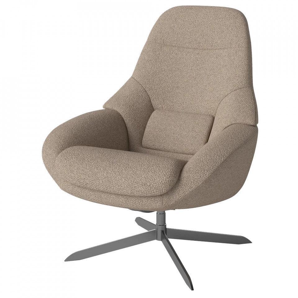 Fotoliu rotativ bej inchis din fibre poliacrilice si otel Saga Monza Bolia - PARIS14A.RO