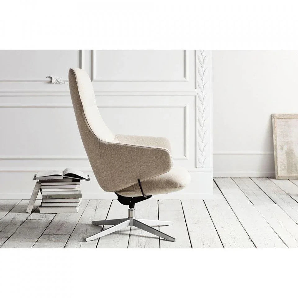 Fotoliu rotativ bej nisipiu/negru din bumbac si otel Clara Bolia - PARIS14A.RO