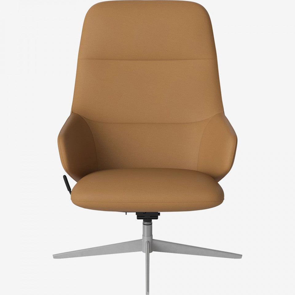 Fotoliu rotativ maro coniac/gri din piele si otel Clara Bolia - PARIS14A.RO