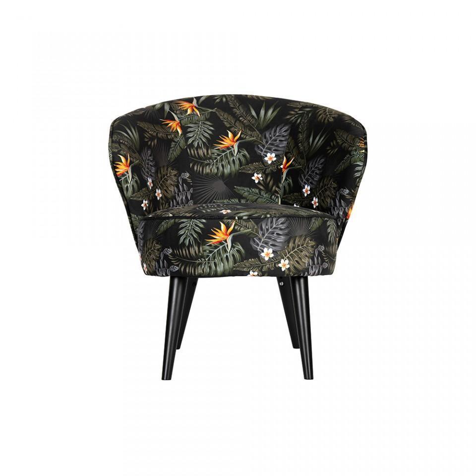 Fotoliu verde din catifea Bo Flowerprint - PARIS14A.RO