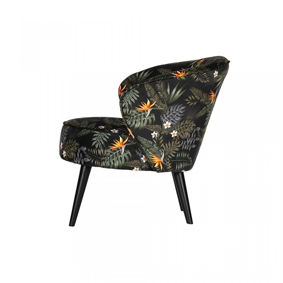 Fotoliu verde din catifea Bo Flowerprint - PARIS14A.RO