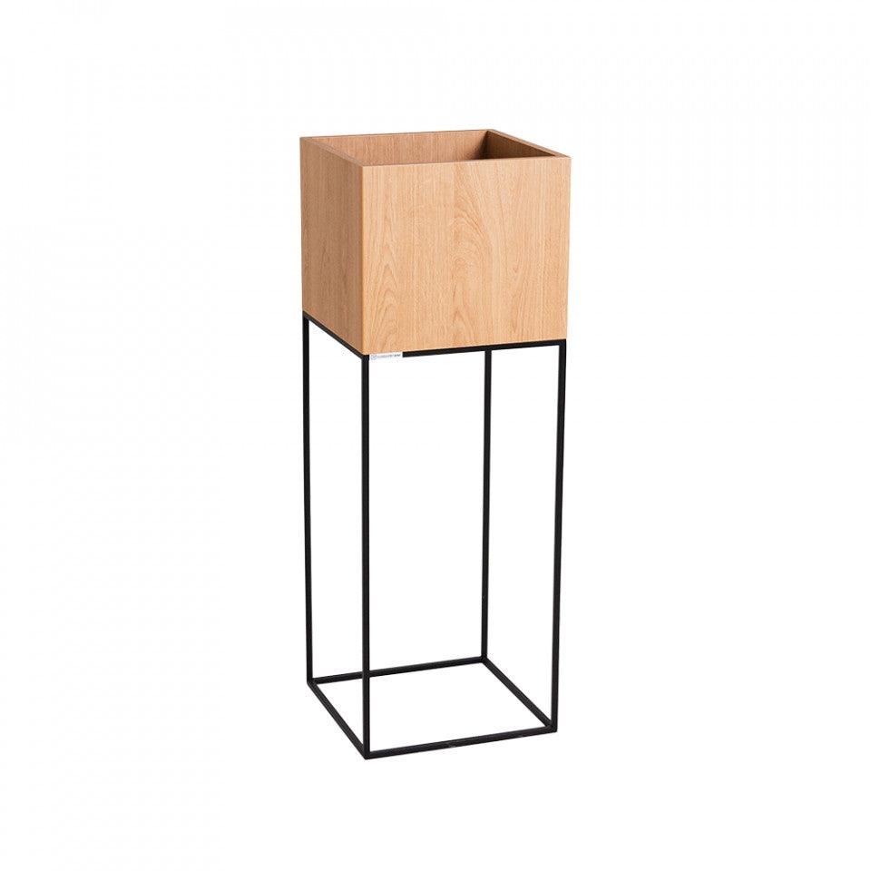 Ghiveci cu suport maro/negru din MDF si metal 35x35 cm Palmus L Custom Form - PARIS14A.RO