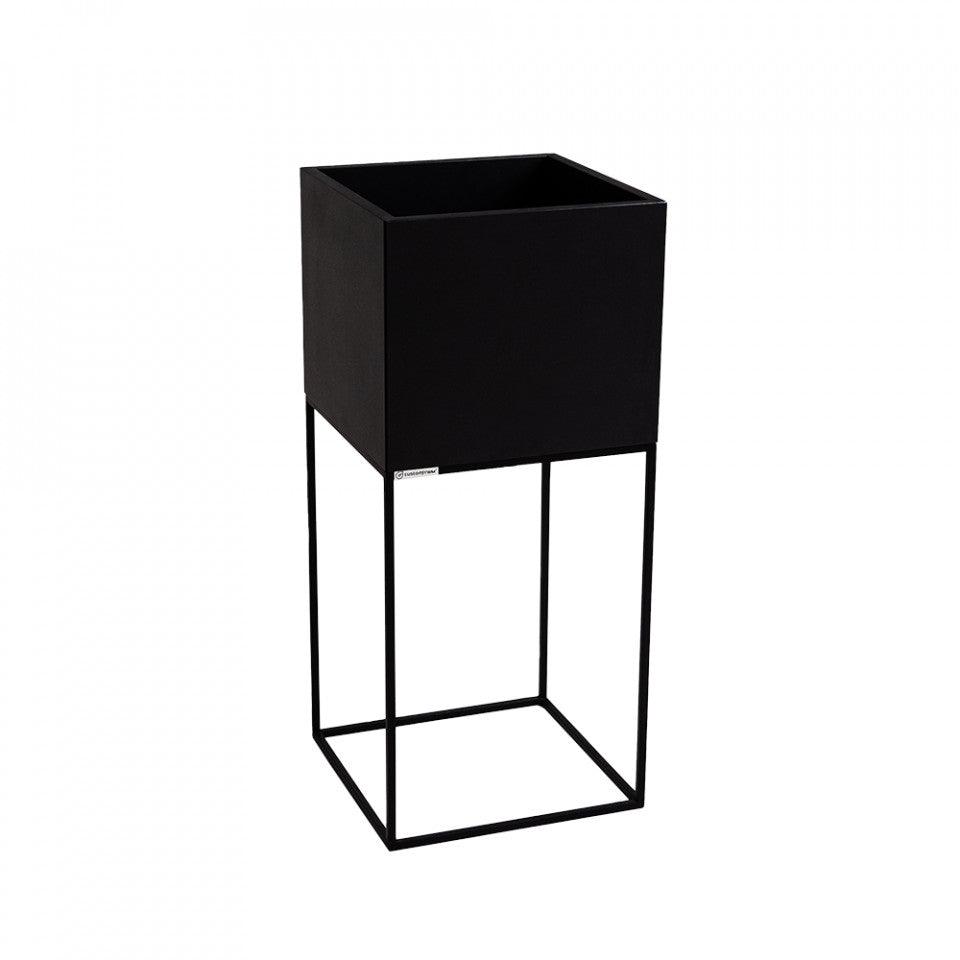 Ghiveci cu suport negru din MDF si metal 35x35 cm Palmus Custom Form - PARIS14A.RO