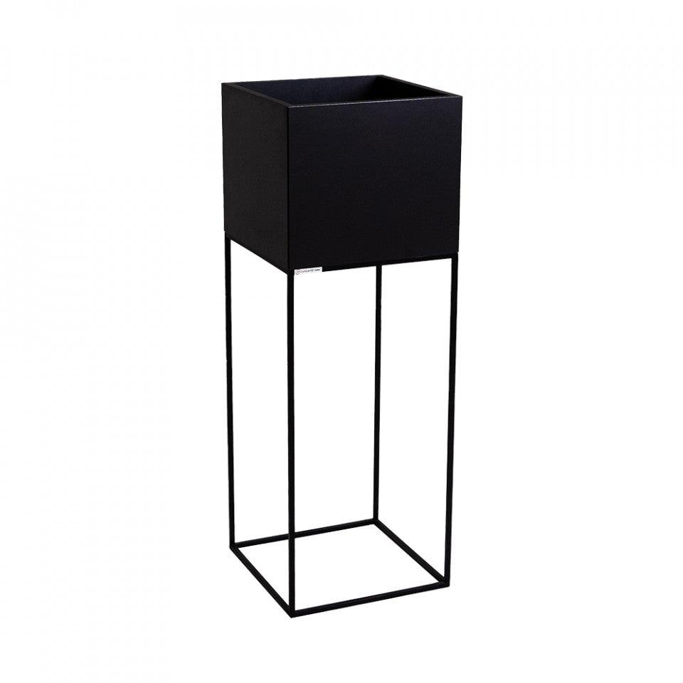 Ghiveci cu suport negru din MDF si metal 35x35 cm Palmus L Custom Form - PARIS14A.RO