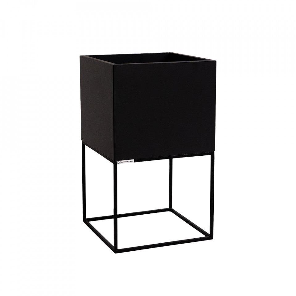 Ghiveci cu suport negru din MDF si metal 35x35 cm Palmus S Custom Form - PARIS14A.RO