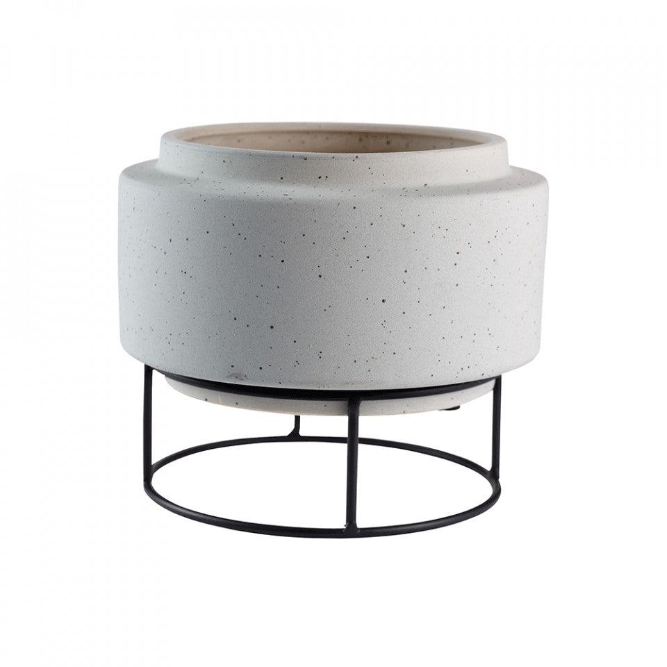 Ghiveci gri/negru din ceramica si otel 20 cm Botanique Bolia - PARIS14A.RO