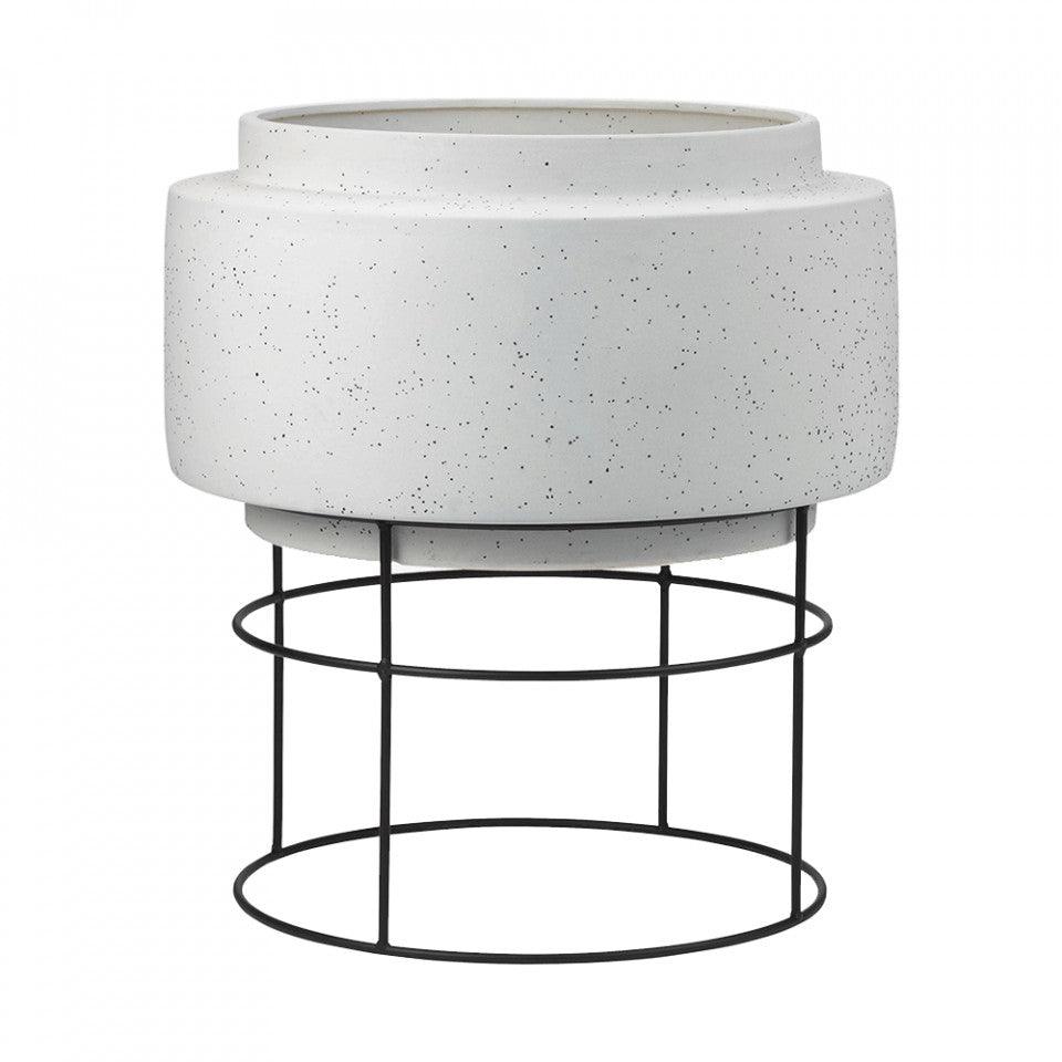 Ghiveci gri/negru din ceramica si otel 49 cm Botanique Bolia - PARIS14A.RO