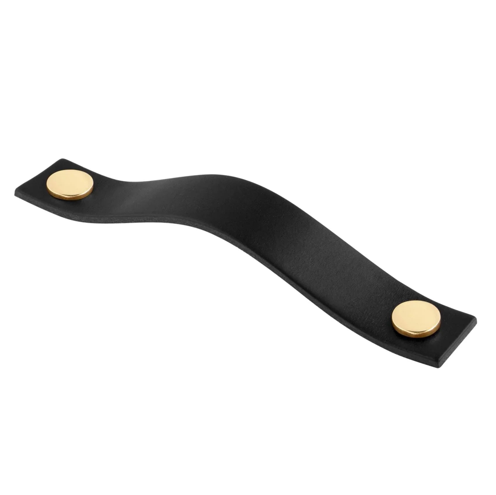 HANDLE LEVANTO CC128 BRASS/BLACK LEATHER inaltime 25 mm, grosime 2,5 mm, lungime 158 mm - PARIS14A.RO